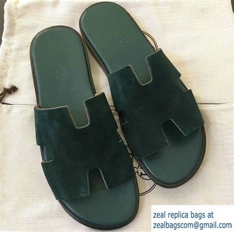 Hermès men sandals, second hand online store. Hermes Izmir Men\'s Slipper Sandals in Suede Calfskin Green | Slipper sandals, Sandals, Sandal ...