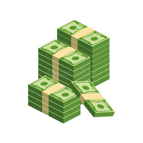 Huge Packs Of Paper Money Bundle With Cash Bills Stock Vector