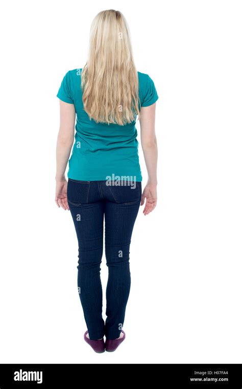 Back Pose Of Casual Young Female Stock Photo Alamy