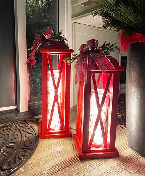 Large Festive Red Scrap Wood Lanterns Interior Frugalista