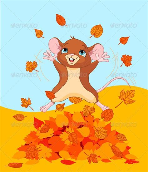Happy Fall Mouse Seasons Nature Pattern And Cartoon