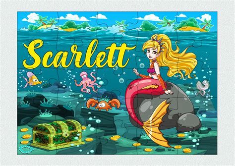 Personalized Puzzle For Kids Mermaid Puzzle Custom Children Etsy