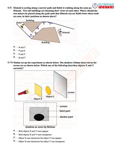 Class 6 Science Light Shadows And Reflections Worksheet 08 Sample