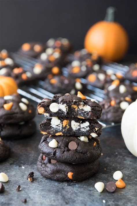 Dark Chocolate Halloween Chip Cookies Best Halloween Cookie Recipes