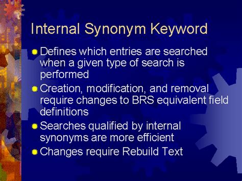 Internal Synonym Keyword