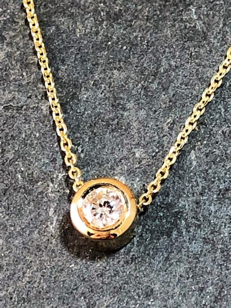 Nk070 14k Yellow Gold Diamond Bezel Slide Necklace