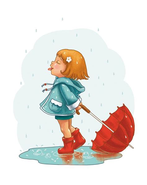 Umbrellasquenalbertini In The Rain Girls Cartoon Art Cute Drawings