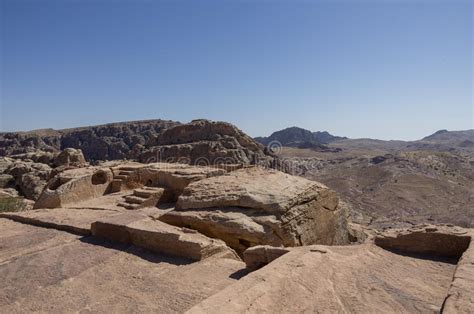 Nabatean Altar At High Place Of Sacrifice In Petra Stock Image Image