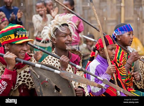 Warriors Of The Dorze Tribe Armed With Spears Inhabiting The Gamo Gofa