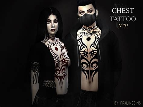 Chest Tattoo N01 By Pralinesims At Tsr Via Sims 4 Updates Sims 4