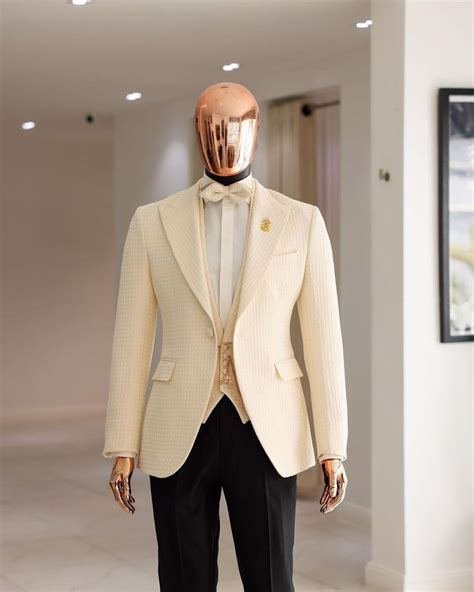 deji and kola on instagram a cream white wrap peak lapel jacket and pant trousers what you get