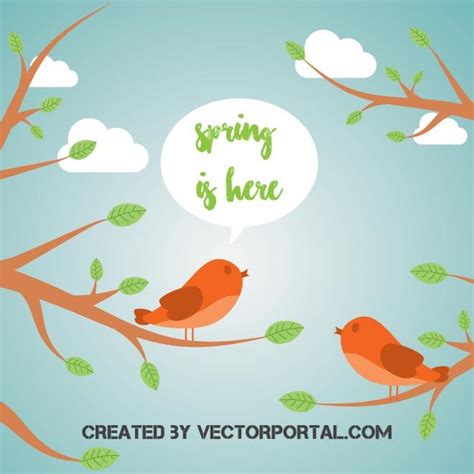 Spring Birds In The Trees Royalty Free Stock Svg Vector And Clip Art