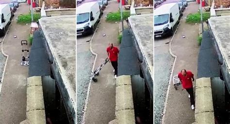 Caught On Camera Delivery Driver Throws Fragile Parcel Over A Wall