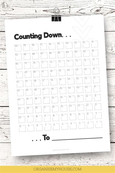Free 100 To 1 Countdown Calendar Printable A4 And Letter