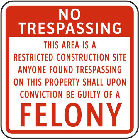 Construction Site No Trespassing Sign Save 10 Instantly