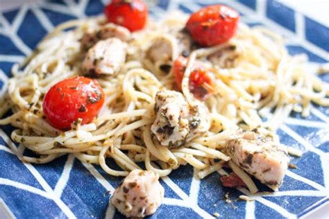 Chicken Pesto Linguine With Grape Tomatoes