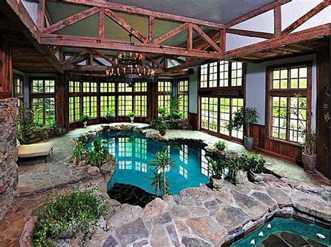 Indoor Swimming Pools Rustic Indoor Swimming Pools With Stone