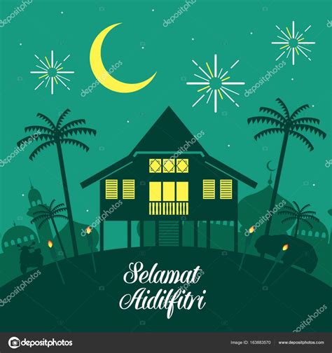 Gambar Kampung Raya Kartun Hari Raya Aidilfitri Balik