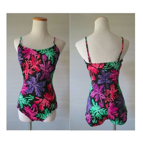 80s Bathing Suit Floral One Piece Swimsuit In 2020 Floral One Piece