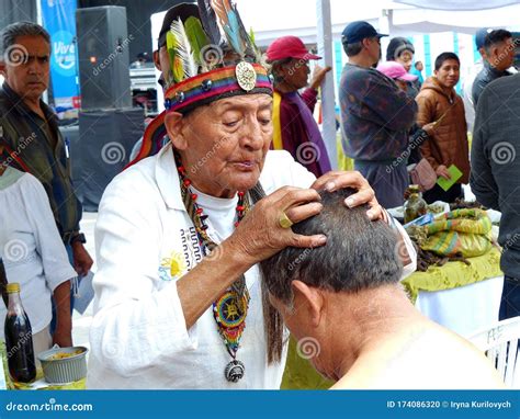 indigenous healer performing health ceremony ecuador editorial image image of performer