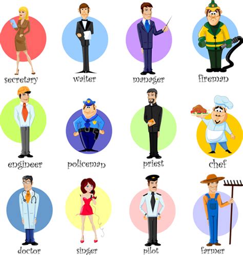 Different Professions Design Elements Vector 02 Free Download