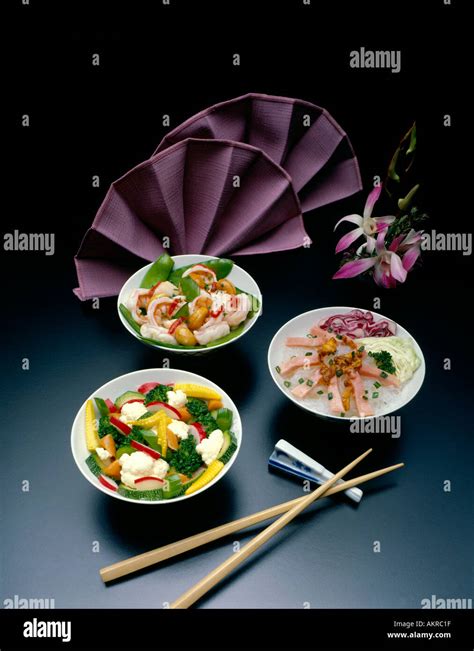 Food Photography Of Japanese Chinese Far Eastern Cuisine 3 Plates With