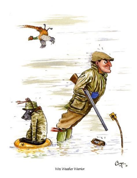 Wet Weather Warrior Bryn Parry Cartoon Dog Drawing Hunting Humor