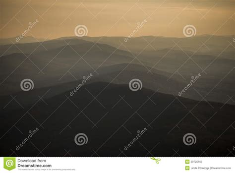 Aerial View Of Blue Ridge Mountains At Sunset Stock Image