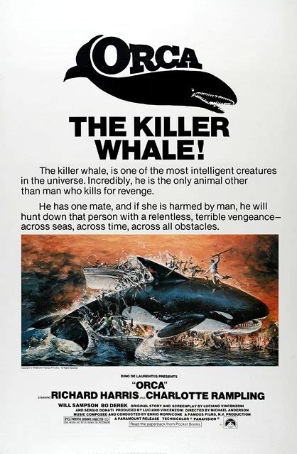 Incredibly, he is the only animal other than man who kills for revenge. Orca: The Killer Whale (1977) - Horror Movies Photo ...