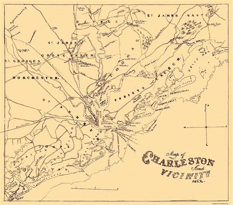 Historic City Maps Charleston And Vicinity South Carolina Sc 1862