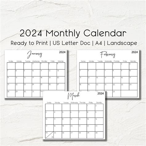 2024 Printable Planner 2024 Printable Calendar Wall Calendar 2024
