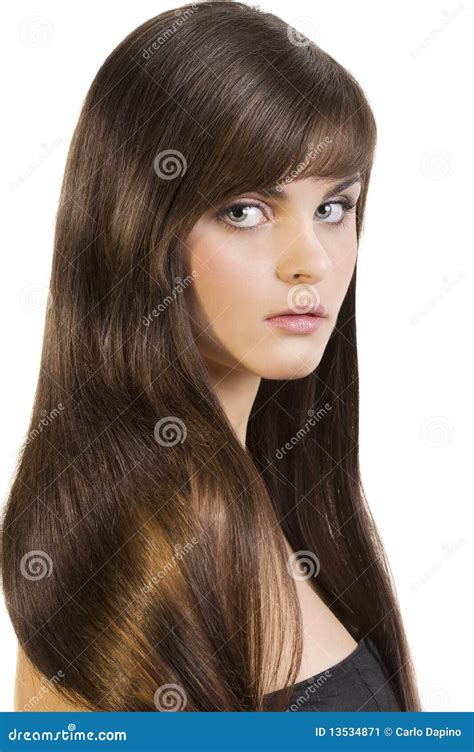 Brunette With Smooth Hair Stock Image Image Of Curly