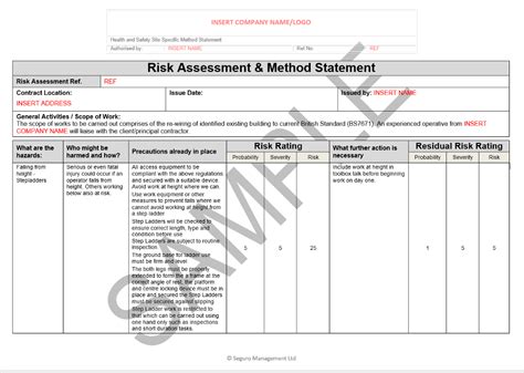 Risk And Method Statement For Electrical Rewire Seguro