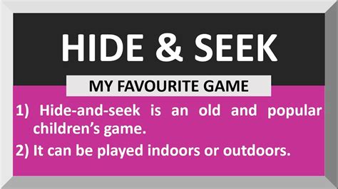Few Lines About Hide And Seek Game 10 Lines On Hide And Seek Game In English Youtube