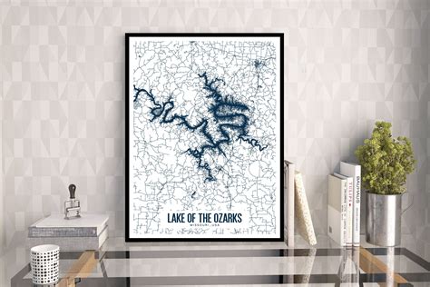 Lake Of The Ozarks Printable Map Lake Of The Ozarks Wall Art Etsy India