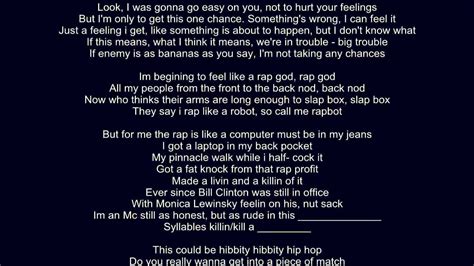 Eminem Rap God Legit Full First Verse Lyrics Youtube
