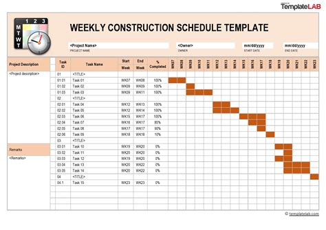 Construction Project Schedule Template Excel Free Template