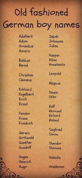 Old Fashioned German Boy Names Best Character Names Name Inspiration