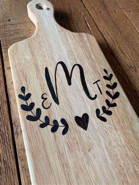Custom Monogrammed Cutting Board Wedding T Wood Burned Etsy