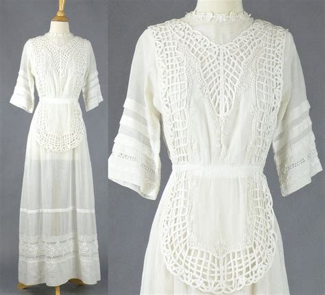 Edwardian Tea Dress 1910s White Edwardian Lawn Dress Antique Etsy