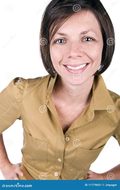 Attractive 30s Woman Smiling At The Camera Stock Image Image Of Brunette Brown 11779651