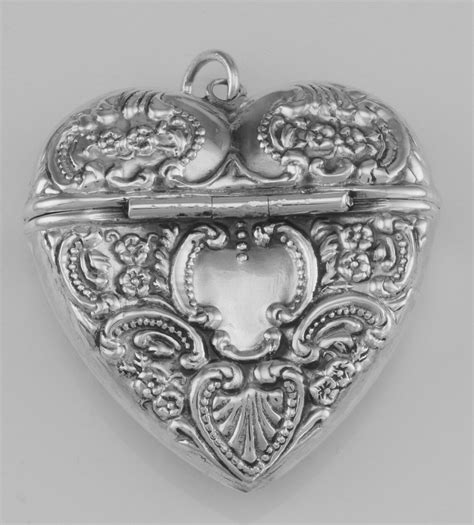 Victorian Style Sterling Silver Heart Locket Box Pendant Etsy