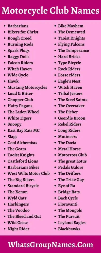399 Motorcycle Club Names And Bikers Gang And Group Names