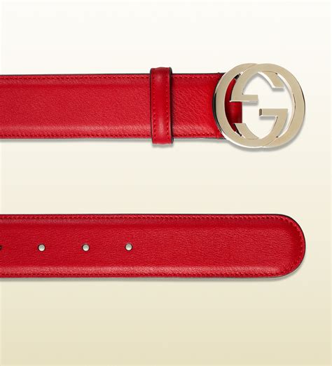 Lyst Gucci Leather Belt With Interlocking G Buckle In Red