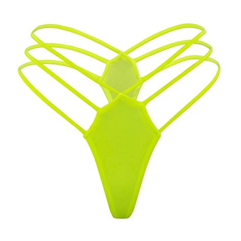 Yellow Strappy Thong Bottom Neon Extreme Micro Bikini Etsy