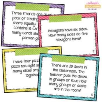 Multiplication and division word problems. Multiplication and Division Word Problems Task Cards {3.OA.3} by Ashleigh