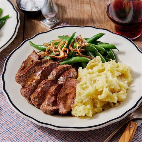 Recipe Seared Steaks And Thyme Pan Sauce With Mashed Potatoes Green