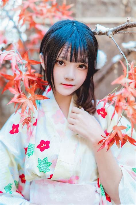 Women Model Asian Chinese Model Dark Hair Kimono Hd Wallpaper