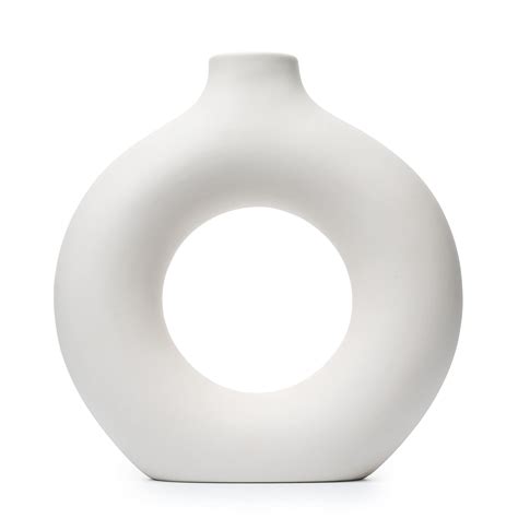 Buy Amber Oasis Off White Ceramic Donut Vase Pampas Grass Vase Modern Vase For Home Decor Vase