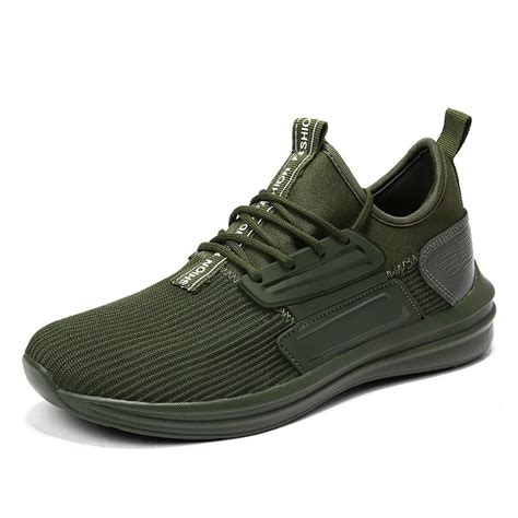 Fashion Green Men Casual Shoes Breathable Hard Wearing Light Lace Up Style Comfortable Low Male